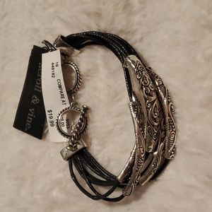 Silver and leather bracelet